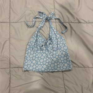 Hollister Light Blue Floral Halter Top